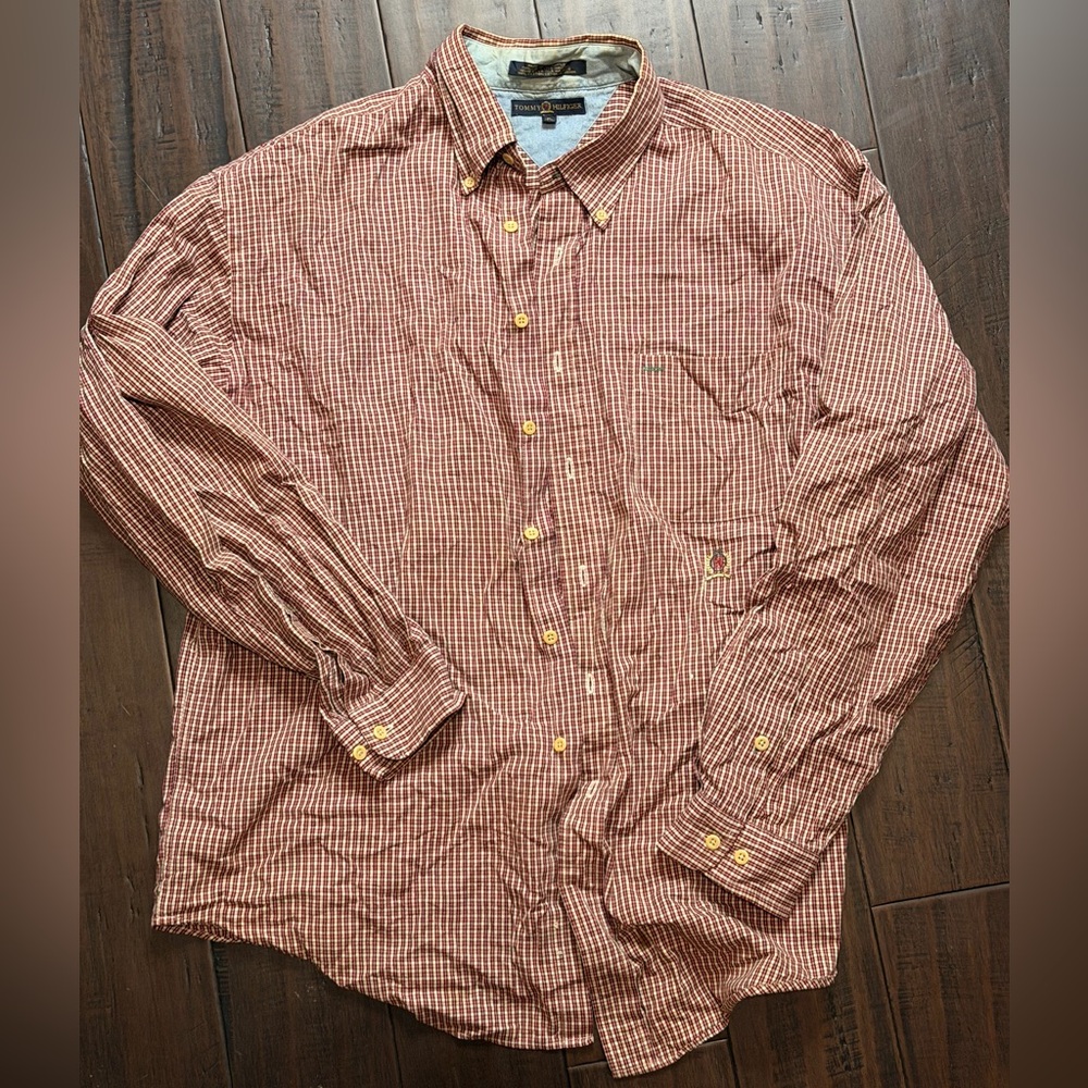 Tommy Hilfiger Red and White Checkered Shirt